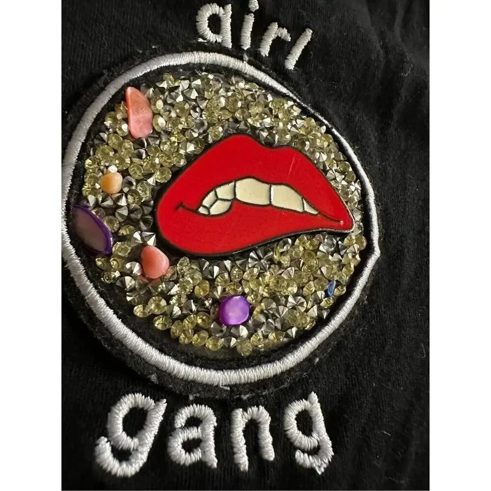 Embellished Girl gang enamel pin tee shirt XS